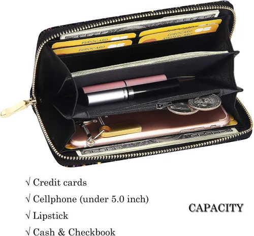 Miniatura 4 de KUKOO Billetera con purpurina para mujer, cartera larga brillante para teléfono, tarjetero para mujer