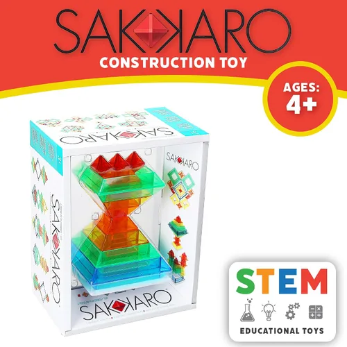 Miniatura 7 de Popular Playthings Sakkaro - Juguete apilable de geometría, rompecabezas de construcción de formas coloridas, regalo de aprendizaje para niños a
