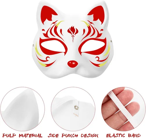 Miniatura 4 de SUPVOX Juego de 5 máscaras en blanco para pintura facial, máscaras de papel ecológicas para fiestas de niños, Halloween y cosplay