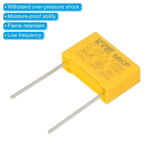Miniatura 4 de PATIKIL Condensadores de seguridad, paquete de 10 unidades de 0.33uF AC 310V 0.591 in Pin Pitch 0.709x0.472x0.236 in polipropileno Film Capacitor