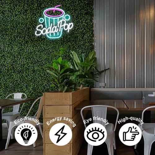 Miniatura 4 de Letrero de Neón de Refresco, Luces de Neón de Bebidas Regulables, Letreros LED de Taza de Bebidas para Pared, Letrero de Negocio, Letrero Luminoso