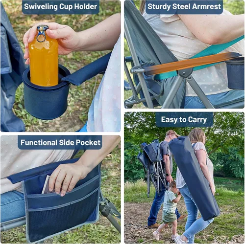 Miniatura 6 de Timber Ridge Oversized Camping Chair with Lumbar Support, Portable Folding Chair Heavy Duty for Adults Supports 450 LBS for Outdoor Camping Lawn