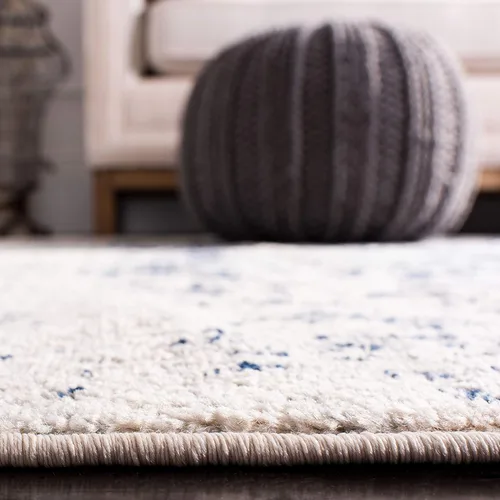 Miniatura 5 de SAFAVIEH Madison Collection - Alfombra de área cuadrada de 4 pies, color crema y azul marino, diseño desgastado de medallón de copo de nieve,