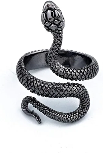 Miniatura 5 de Anillo de serpiente para mujeres y hombres, estilo vintage, gótico, serpiente, estilo punk, anillo de declaración de serpiente, ajustable