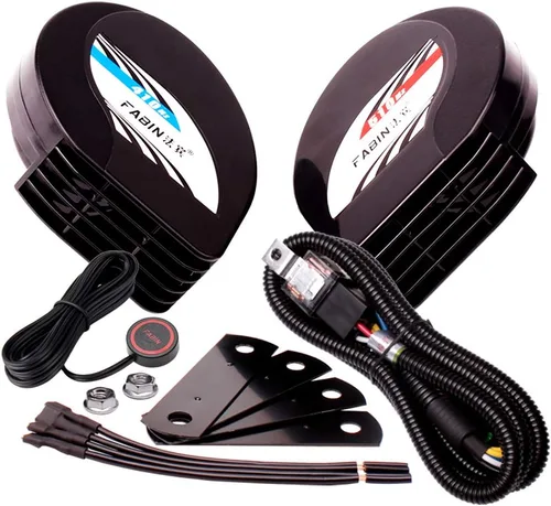 FARBIN Bocina compacta de 12 V, bocinas de coche fuertes de doble tono, impermeables, kit de bocina de caracol eléctrica con arnés de relé universal