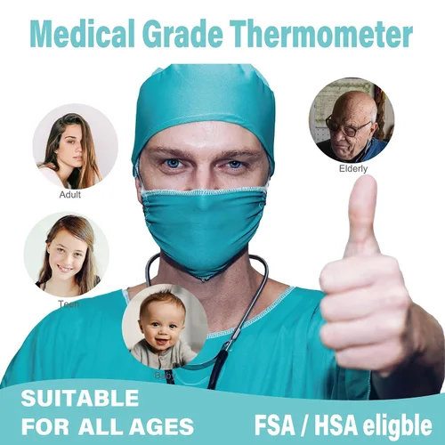 Miniatura 2 de Termómetro digital infrarrojo para la frente y la arteria temporal, sin contacto, de grado médico y hospitalario, con funda