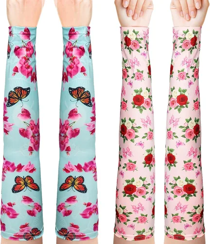 Miniatura 11 de PAMASE Mangas de jardinería para mujer, 2 pares de fundas protectoras de jardín de granjero para exteriores, protección solar y UV, regalos Azul