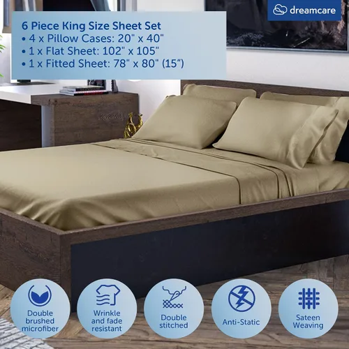 Miniatura 350 de DREAMCARE Juego de sábanas Queen – 6 piezas Sábanas de enfriamiento – hasta 15” Sábanas profundas tamaño Queen – Colección 2500 Supreme – Extra 03