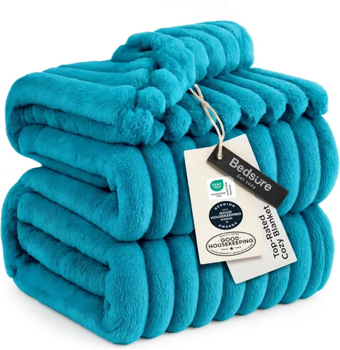 Miniatura 39 de Bedsure GentleSoft - Manta de forro polar azul para sofá, mantas suaves y acogedoras para mujer, lindas mantas pequeñas para niñas, azul claro, 108