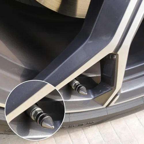 Miniatura 5 de SINGARO Tapones para válvulas de neumáticos de automóvil, 4 piezas de accesorios universales de aleación de aluminio, cubiertas de neumáticos Gris