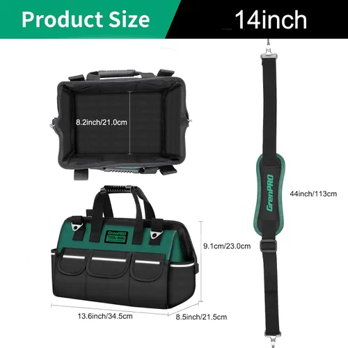 Miniatura 3 de GrenPRO Bolsa organizadora de herramientas para hombres, bolsas de herramientas pequeñas de boca ancha, bolsa de herramientas de mango suave de 13.5