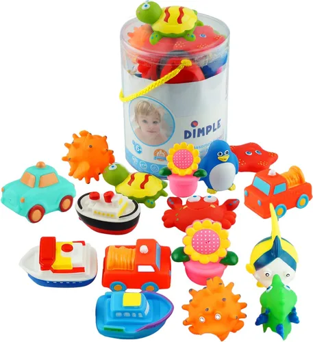 Miniatura 2 de Dimple Juego de 20 juguetes de baño flotantes, animales marinos, juguetes para niños y niñas, varios amigos de animales marinos, aprieta