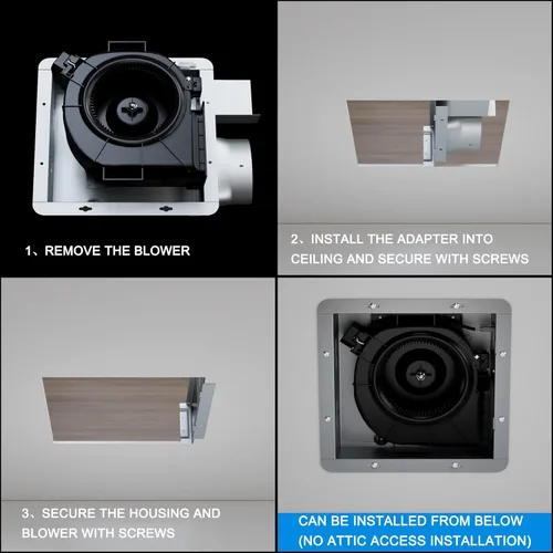 Miniatura 5 de Tech Drive - Ventilador de baño de 50-80-100 CFM DC con motor de ahorro de energía, ventilación y escape muy silencioso, ventilador para techo