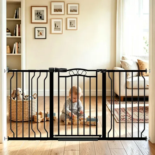 Miniatura 17 de Fairy Baby Puertas de bebé extra anchas de 29.5 a 53.1 pulgadas para puertas, puerta de seguridad para niños, perros, mascotas, puerta de escalera