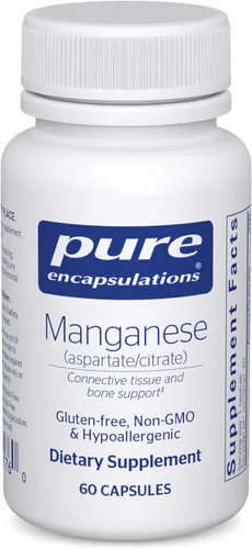 Pure Encapsulations Manganeso (aspartato/citrato) | Suplemento mineral traza hipoalergénico para tejido conectivo y huesos | 60 cápsulas