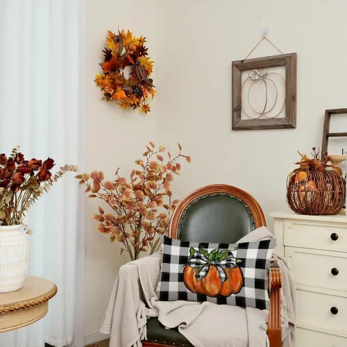Miniatura 3 de AACORS AA166-12 - Funda de almohada de otoño de 12 x 20 pulgadas, diseño de lazo de calabaza, decoración de otoño, decoración de Acción de Gracias