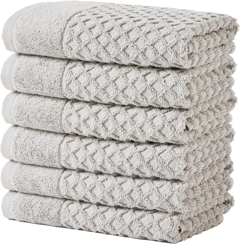 Miniatura 14 de Great Bay Home - Toallas de mano 100% algodón blanco, 6 toallas de baño suaves para manos, altamente absorbentes y de secado rápido, colección