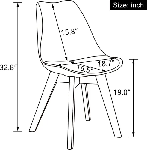 Miniatura 3 de LSSBOUGHT Sillas de comedor modernas de mediados de siglo, silla auxiliar de plástico con acolchado suave y patas de madera para comedor, sala