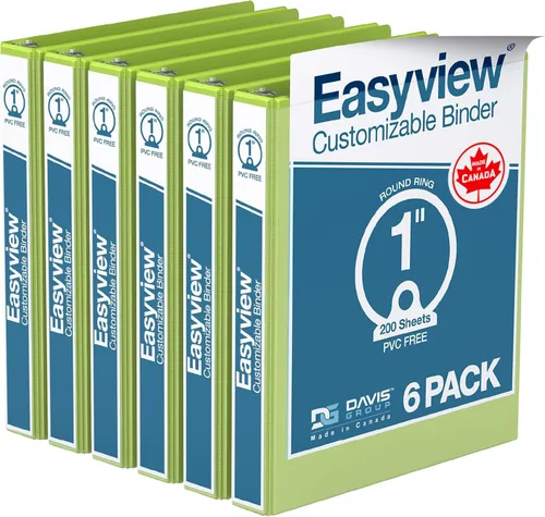 Miniatura 9 de Easyview - Carpetas prémium de 3 anillas con cubiertas transparentes y anillos redondos, carpetas para la escuela u oficina, 1 pulgada, paquete