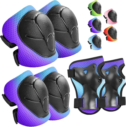Miniatura 27 de Wemfg - Juego de protección para niños, rodilleras para niños de 3 a 14 años, rodilleras y coderas con protectores de muñeca 3 en 1 para patinaje