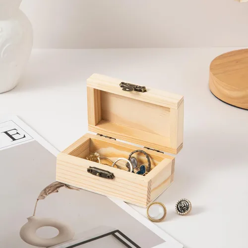 Miniatura 2 de Caja pequeña de madera de 24 piezas, caja del tesoro de madera sin terminar con tapas para manualidades (3.5 x 2.1 x 1.8 pulgadas) (24)