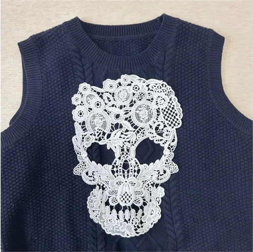 Miniatura 3 de 3 piezas de apliques de encaje de esqueleto, parches de calavera bordados de encaje para decoración de vestidos de costura Skull Set