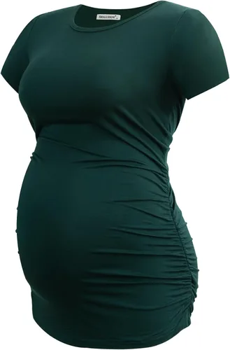 Miniatura 14 de Smallshow - Camiseta de maternidad para mujer, diseño de lados fruncidos, tipo túnica, prendas para el embarazo