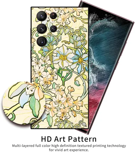 Miniatura 4 de Berkin Arts Funda compatible con Samsung Galaxy S22 Ultra, funda de silicona Art Nouveau Floral Flower (Clematis by Alphonse Mucha)