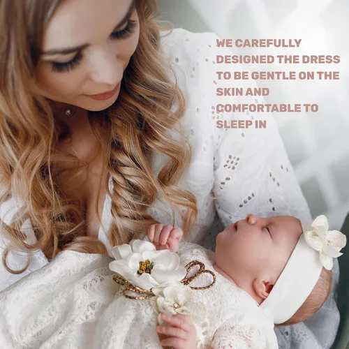 Miniatura 6 de Vestido de niña recién nacida, bautizo, vestido blanco bordado de encaje para bebé 0-3, vestido de niña de flores recién nacidas