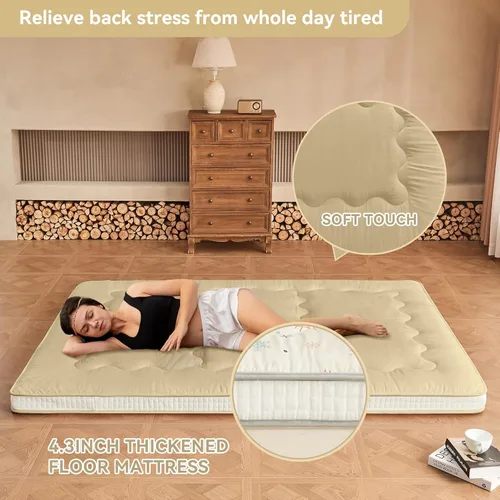 Miniatura 4 de Dr.Futon Colchón tipo futón japonés para el suelo, extra grueso, plegable, enrollable, para cama, topper de colchón para invitados, tumbona y viaje