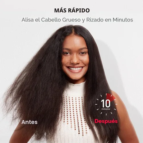 Miniatura 4 de TYMO Cepillo alisador de cabello – Cepillo alisador iónico Plus mejorado con cerdas densas, 16 temperaturas, doble voltaje Peine caliente de Negro