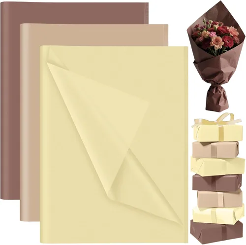 PLULON 60 hojas de papel de seda marrón a granel, hojas de papel de seda para envolver regalos, papel de seda para embalaje, para regalos de