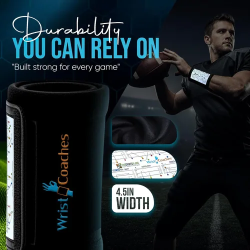Miniatura 4 de Muñequera WristCoaches QB, entrenador de muñeca para jóvenes con libro de jugadas para fútbol americano, con tres compartimentos para hojas