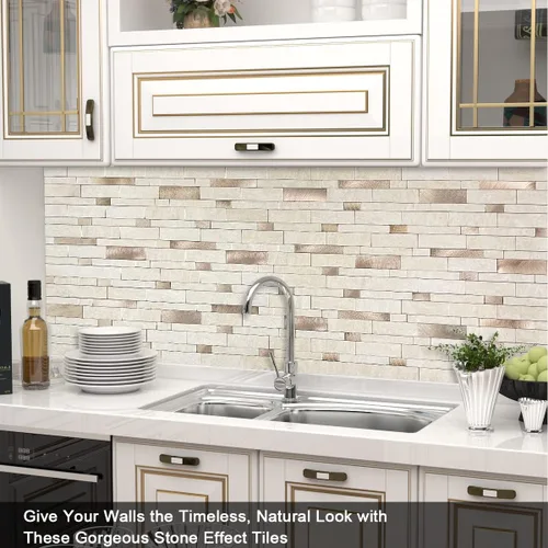Miniatura 3 de BeNice - Azulejos para salpicaderos que se despegan y pegan para cocina, adhesivos autoadhesivos de mosaico lineal estilo metro para baño