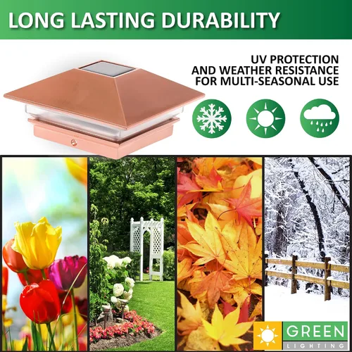 Miniatura 6 de Postes solares GreenLighting Nominal 4 x 4 Slim LED, lámpara con remate para postes de madera, Bronce