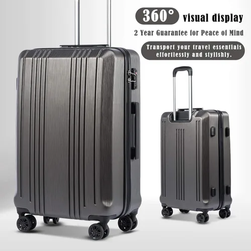 Miniatura 2 de Coolife Maleta de equipaje PC+ABS con bloqueo TSA Spinner de transporte rígido ligero 20 pulgadas 24 pulgadas 28 pulgadas, Gris
