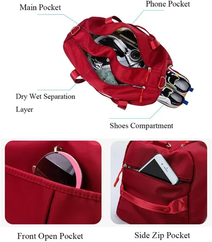 Miniatura 4 de KARRESLY Bolsa de gimnasio de deportes de viaje para mujeres u hombres con bolsillo húmedo y compartimento para zapatos para entrenamiento
