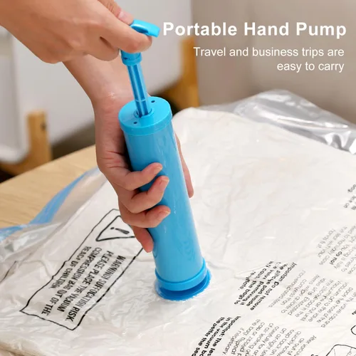 Miniatura 4 de UPGOGO Bolsas de vacío para viajes, paquete de 12 con bomba de mano, bolsas de almacenamiento al vacío que ahorran espacio, artículos esenciales