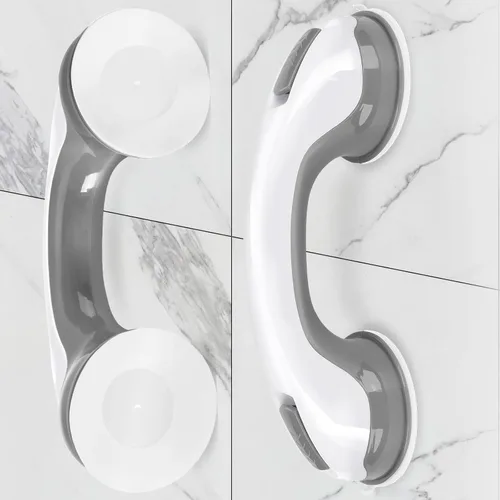 Paquete de 2 barras de agarre para ducha para bañeras y duchas, barras de agarre de 12 pulgadas para baño con fuerte agarre de ventosa, barra de Gris