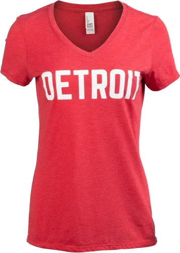 Miniatura 8 de Detroit Classic Retro City Grey Blue Red Black Detroiter 313 Cool Michigan - Camiseta con cuello en V para mujer