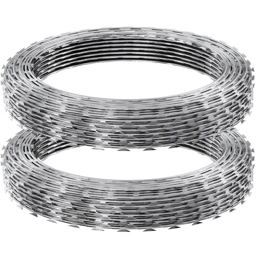 Miniatura 9 de VEVOR Alambres de afeitar, Alambre de púas de maquinilla de afeitar de 98 pies, 2 rollos de alambre de maquinilla de afeitar de esgrima, cerca