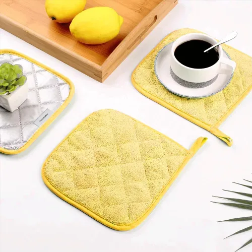 Miniatura 4 de meioro Paquete de 4 agarraderas para cocina resistentes al calor, almohadillas calientes 100% algodón, juego de soportes acolchados para ollas