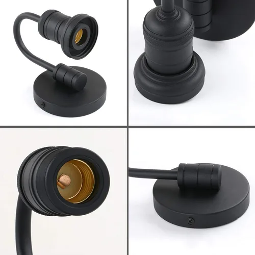 Miniatura 2 de PERMO Aplique industrial vintage negro con pantalla cilíndrica de vidrio transparente de 3.1 pulgadas, lámpara de montaje en pared para sala