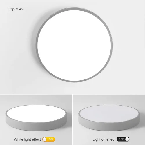 Miniatura 5 de Led Ceiling Lamp - Remote Control Light Fixture, Grey, 16" 24w Flush Mount, Suitable for Bedroom, Hallway, Balcony, Office, Bathroom - 3000k-6000k