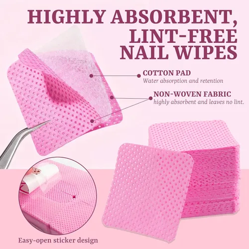 Miniatura 3 de 300 toallitas de uñas sin pelusa con clips de remojo de uñas, kit removedor de esmalte de uñas con clips acrílicos para quitar uñas, dispensador