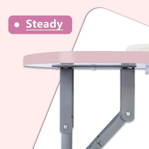 Miniatura 5 de AGESISI Mesa de manicura portátil plegable para uñas con colector de polvo, mesa profesional de tecnología de uñas para técnico, spa, sala de Rosa