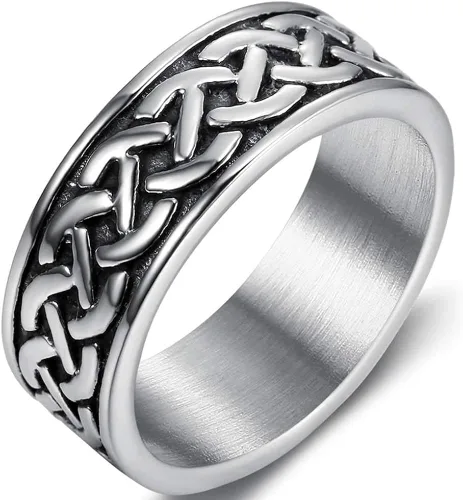 Jude Jewelers Anillo de boda de acero inoxidable de 0.315in estilo vintage con nudo celta, Metal, Zirconia cúbica