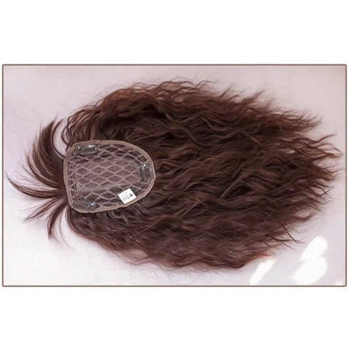 Miniatura 5 de RemeeHi Peluca sintética rizada y ondulada con clip, para pérdida de cabello, con flequillo, para mujer, color marrón oscuro, 18 pulgadas (grueso)
