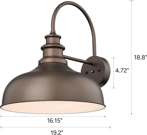 Miniatura 3 de Bestshared Domo grande de 16 pulgadas con sensor de atardecer a amanecer, luz de granero para exteriores, antioxidante, aplique de pared al aire