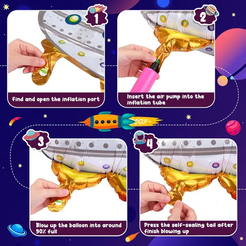 Miniatura 4 de 9 globos espaciales, globos de cohete de astronauta, decoraciones de fiesta temática de planetas para fiestas de cumpleaños